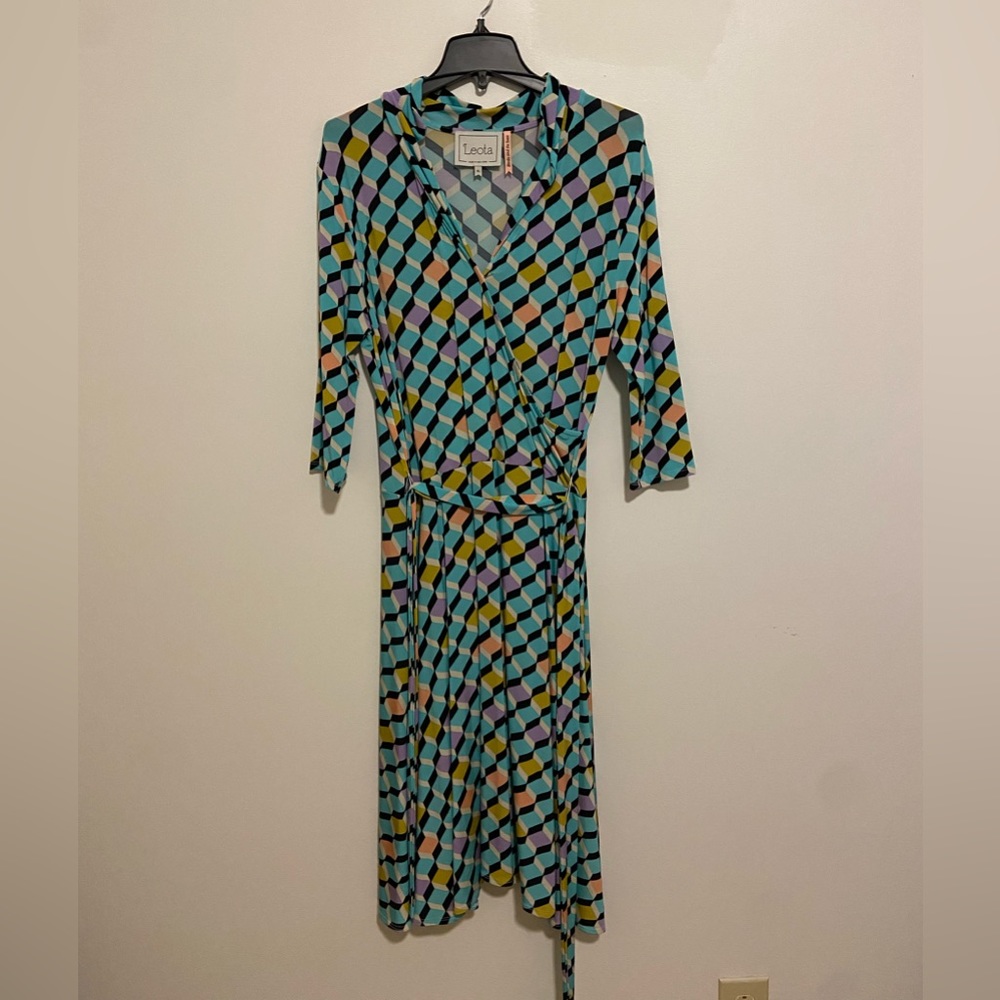 Leota Long Silk Maxi Dress with Multicolor Design